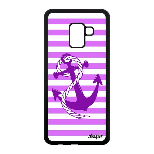 Coque A8 2018 Silicone Ancre Etui Fantaisie Design Telephone Rose Samsung Galaxy A8 2018