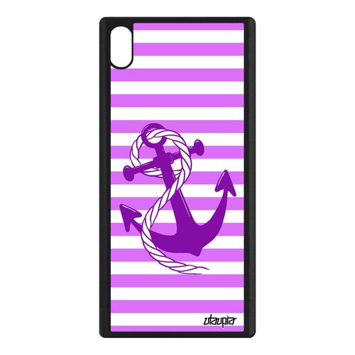 Coque Sony Xperia Xa1 Ultra Silicone Ancre Ligne Etui Rose Aluminium Marin Corde