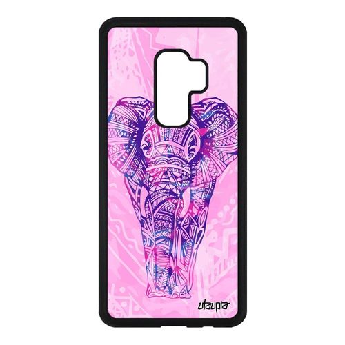 Coque Samsung Galaxy S9 Plus Silicone Elephant Savane Zen Violet Azteque Dessin