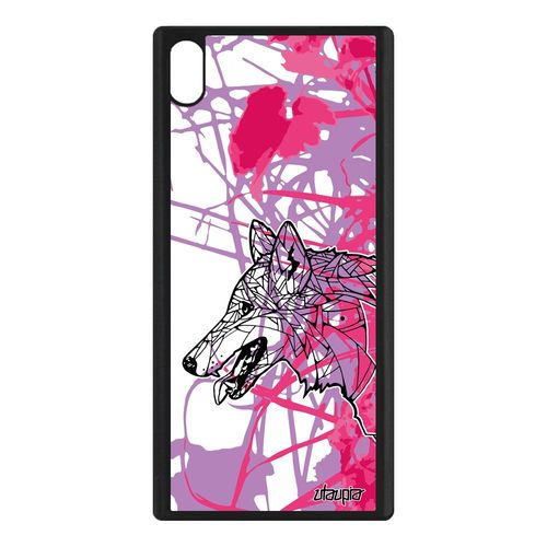 Coque Pour Sony Xperia Xa1 Ultra Silicone Loup Hiver Motif Case Fleur Femme Rose