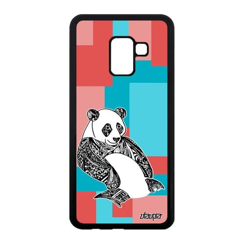 Coque Silicone Pour Samsung Galaxy A8 2018 Panda Rose Tribal 4g A Made In France