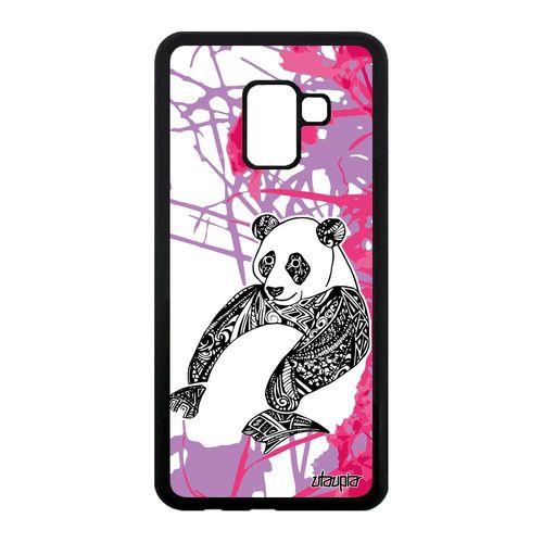Coque Samsung A8 2018 Silicone Panda Rose Ethnique Dessin Animal Nature A Samsung Galaxy A8 2018