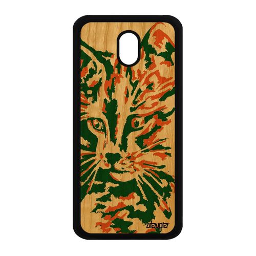 Coque Chat Pour Galaxy J3 2017 Bois Silicone Colore Antichoc Dessin Vert Samsung Galaxy J3 2017
