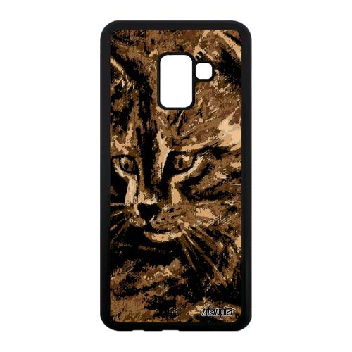 Coque Pour Samsung A8 2018 Silicone Chat Art Souple Mignon Swag Marron De Samsung Galaxy A8 2018