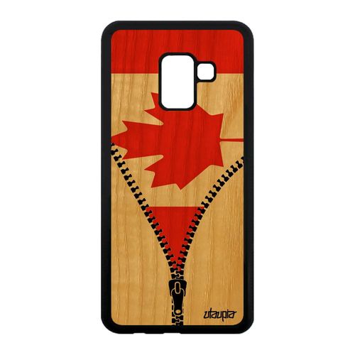 Coque En Bois Samsung A8 2018 Silicone Drapeau Canada Canadien Foot Etui Samsung Galaxy A8 2018