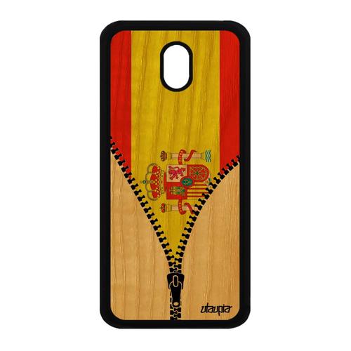 Coque Silicone Drapeau Espagne Espagnol Rigide Samsung Galaxy J3 2017 Bois Motif