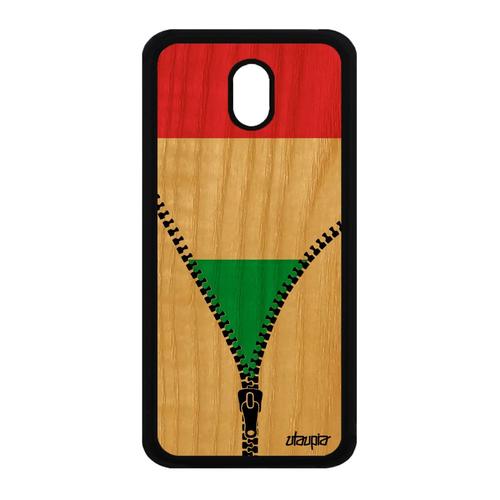 Coque Pour Samsung Galaxy J3 2017 En Bois Silicone Drapeau Italie Italien Frêne