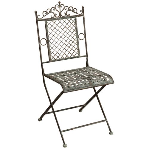 Chaise Pliante De Salle À Manger De Jardin D'extérieur En Fer Forgé Fini Rouille Antique 96x49x41 Cm