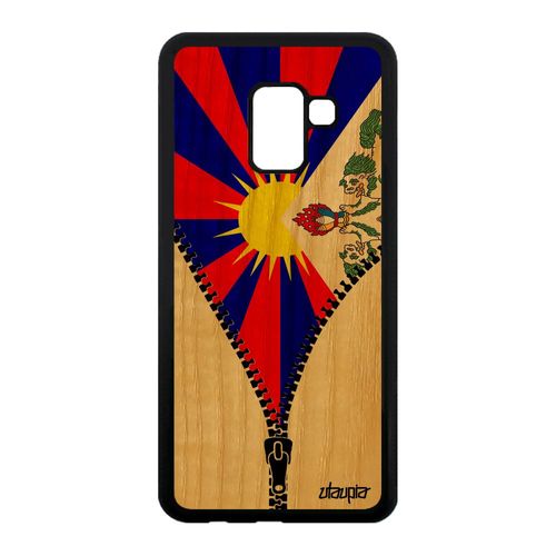 Coque Bois A8 2018 Silicone Drapeau Tibet Tibetain Made In France Samsung Galaxy A8 2018