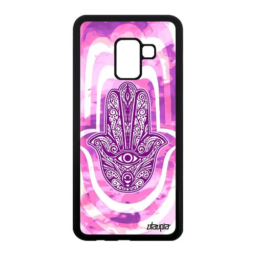 Coque Silicone Main De Fatma Samsung A8 2018 Noir Symbole Rose Portable A Samsung Galaxy A8 2018