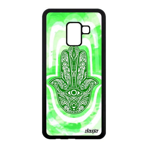 Coque Pour Samsung A8 2018 Silicone Main De Fatma Vert Symbole Fatima Il Samsung Galaxy A8 2018