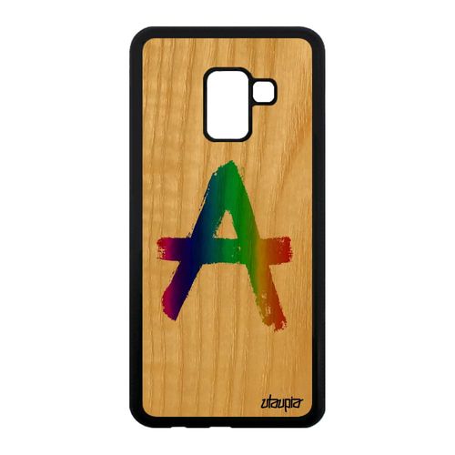 Coque A8 2018 Bois Silicone Anarchie Urbain Anarchy Graffiti Vert Samsung Galaxy A8 2018