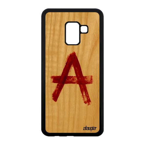 Coque Silicone Samsung Galaxy A8 2018 Bois Anarchie Cover Rouge Tague Urbain