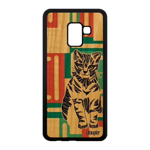 Coque Bois Veritable Chat A8 2018 Silicone Animaux Vert Chaton De Samsung Galaxy A8 2018