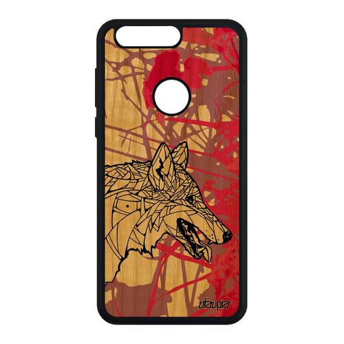 Coque Pour Honor 8 Bois Silicone Loup Ethnique Animal Tribal Personnalisé Rose A