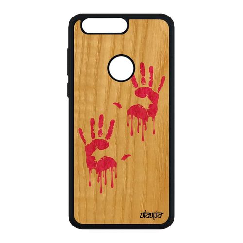 Coque En Vrai Bois Honor 8 Silicone Empreinte Main Homme Deux Rose Portable Etui
