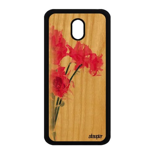 Coque Silicone Bouquet De Fleurs Pour J3 2017 En Bois Rose Floral Samsung Galaxy J3 2017