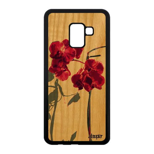 Coque A8 2018 En Bois Silicone Orchidée Fleur Rose Personnalisé A Samsung Galaxy A8 2018