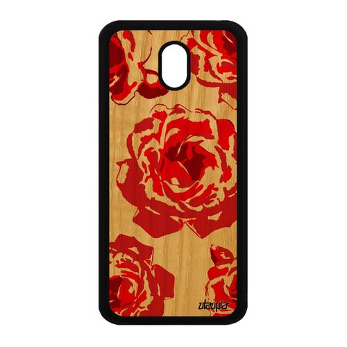 Coque Rose Fleur Samsung J3 2017 En Bois Silicone Souple Telephone Floral Samsung Galaxy J3 2017