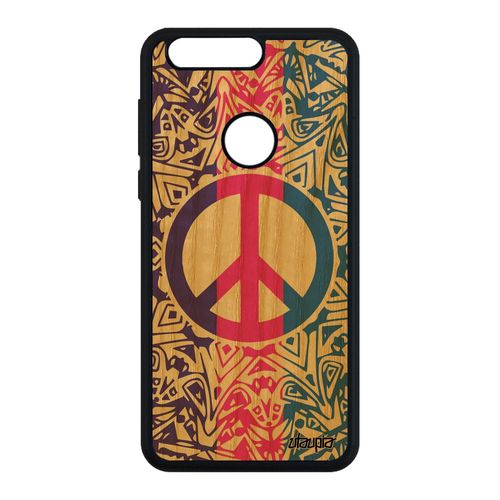 Coque Peace And Love Pour Honor 8 Bois Silicone Pastel Rasta Etui Rose Case Swag