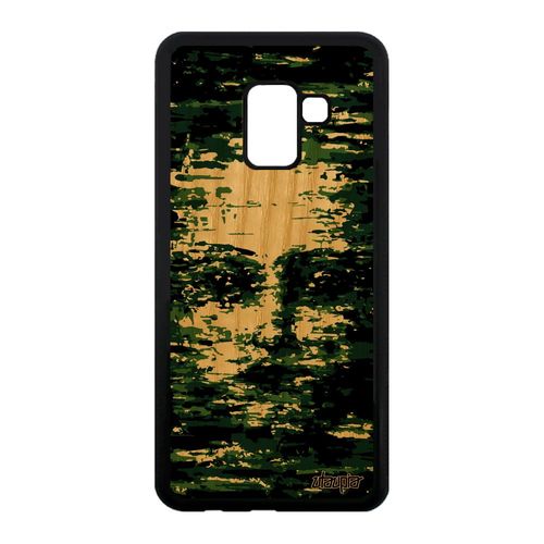 Coque Bois A8 2018 Silicone Portrait Peinture Antichoc Armée Vert Samsung Galaxy A8 2018