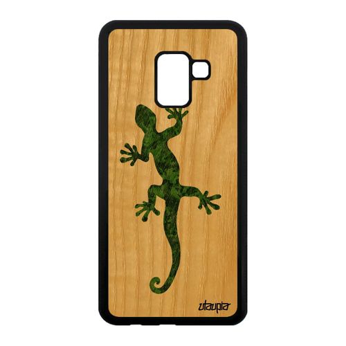 Coque Bois Pour A8 2018 Silicone Salamandre Smartphone Case Vert Samsung Galaxy A8 2018