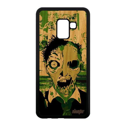 Coque Bois Samsung Galaxy A8 2018 Silicone Zombie Vert De Protection Ville Swag