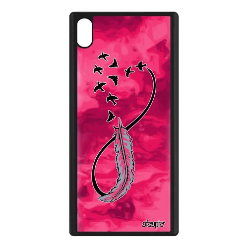 Coque Sony Xperia Xa1 Ultra Silicone Infini Portable Plume Rose Univers Oiseau A
