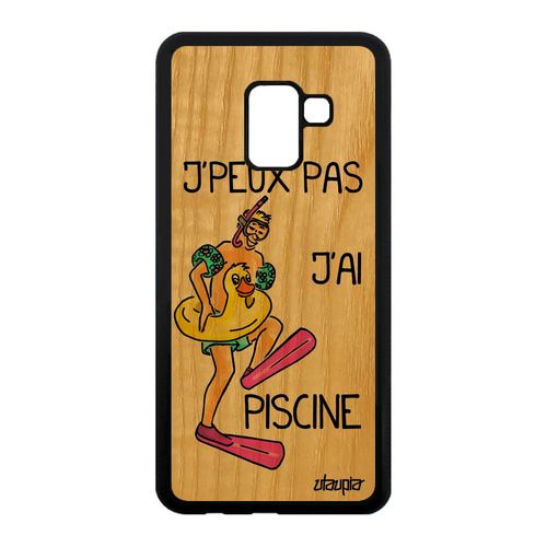 Coque Silicone A8 2018 En Bois J'peux Pas J'ai Piscine Case Vert Samsung Galaxy A8 2018