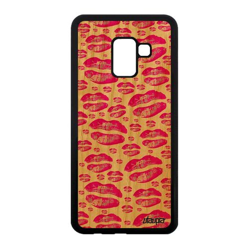 Coque A8 2018 Bois Naturel Silicone Levres Housse Rose Original A Samsung Galaxy A8 2018
