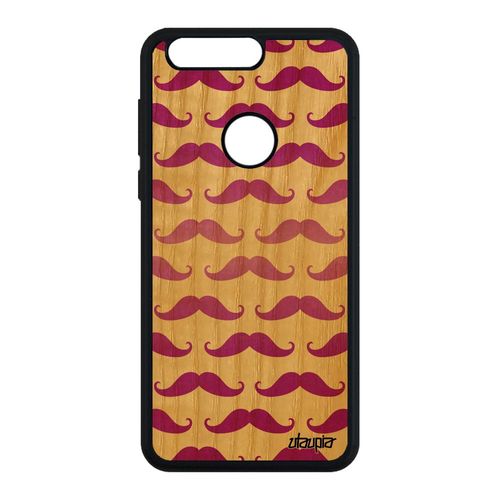 Coque En Bois Honor 8 Silicone Moustache Personnalisé Rose Original Case Gel De