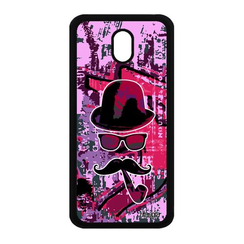 Coque Monsieur Moustache Samsung Galaxy J3 2017 Silicone Fille Rose Smartphone A