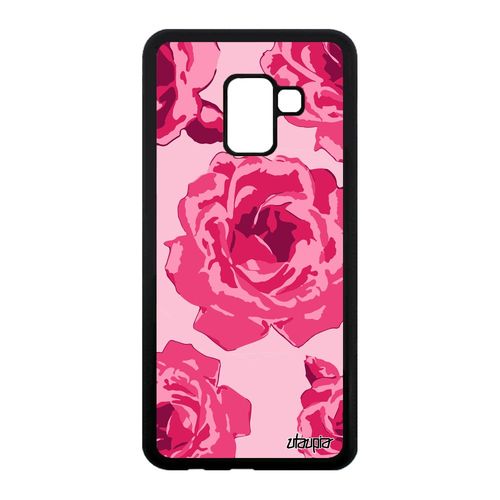 Coque Pour A8 2018 Silicone Rose Fleur Floral Personnalisé Nature Samsung Galaxy A8 2018