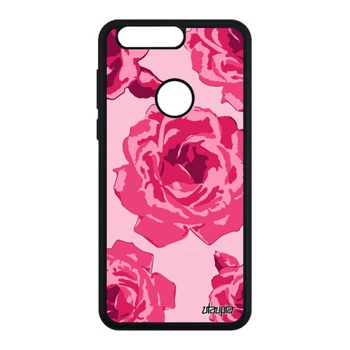 Coque Honor 8 Silicone Rose Fleur Poudré Rose Floral Eternelle Design Nature De