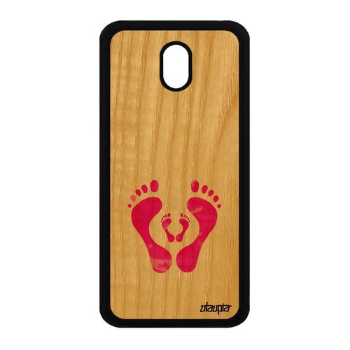 Coque Silicone Pour Galaxy J3 2017 En Bois Trace De Pas Etui Rose Amour Samsung Galaxy J3 2017