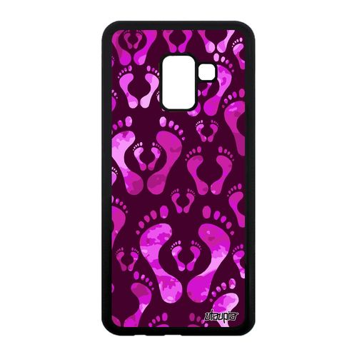 Coque Silicone Galaxy A8 2018 Pied Image Portable Trace De Pas Rose 4g A Samsung Galaxy A8 2018