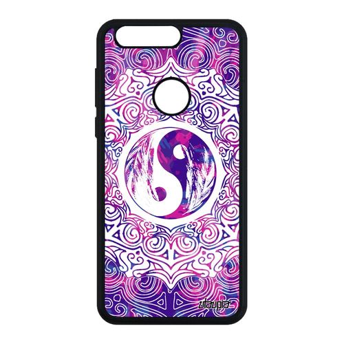 Coque Honor 8 Silicone Yin Et Yang Peinture Portable Rose Oriental Tatouage Etui