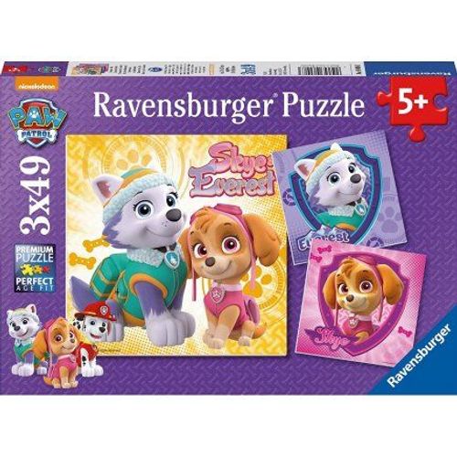 Set Avec 3 Puzzles De 49 Pieces Pat Patrouille Stella Et Everest - Puzzle Paw Patrol Ravensburger
