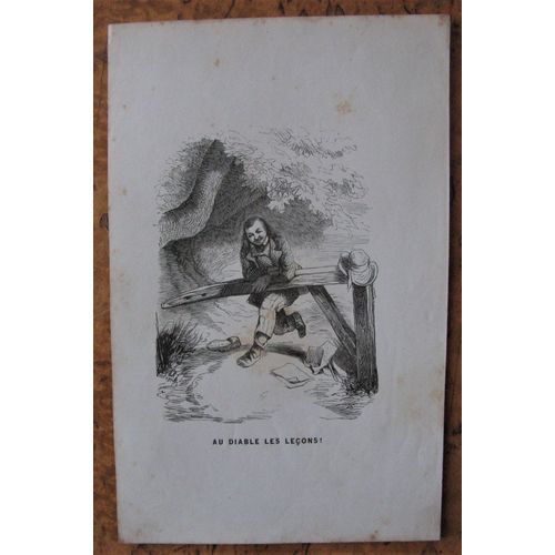Gravure 19° " Au Diable Les Leçons