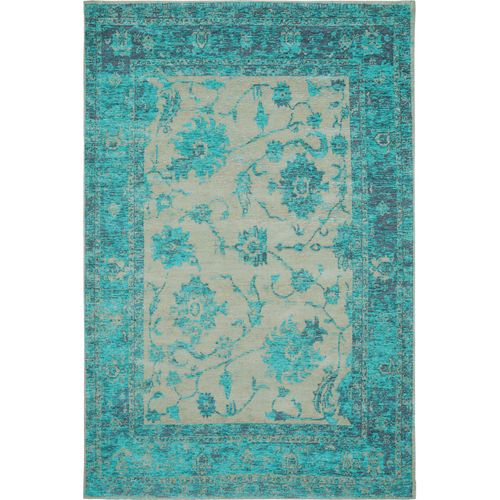 Tapis Vintage Tissé À Plat Frencie Turquoise 300x400 Cm - Tapis Poil Ras / Effet Usé