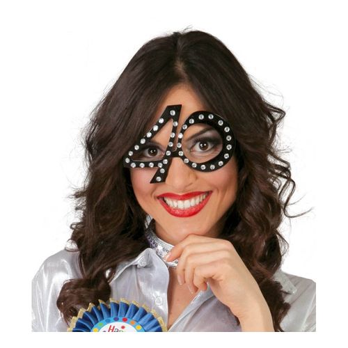 Lunettes 40 Ans Noires Brillantes (Taille Unique)