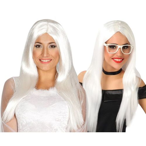 Perruque Longue Blanche Pour Halloween (Taille Unique)