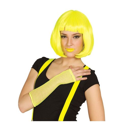 Gant Mitaine En Résille Jaune Fluorescent De Punk (Taille Unique)