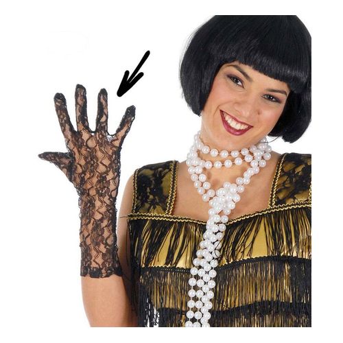 Gants En Dentelle Noir 36 Cm. (Taille Unique)