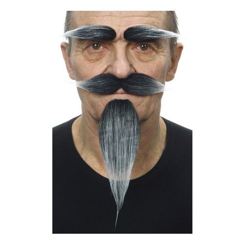 Moustache Avec Bouc Et Sourcils Gris (Taille Unique)