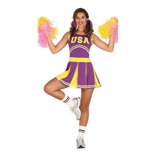 Déguisement De Cheerleader Usa Violet Et Jaune Pour Femme (Taille S)