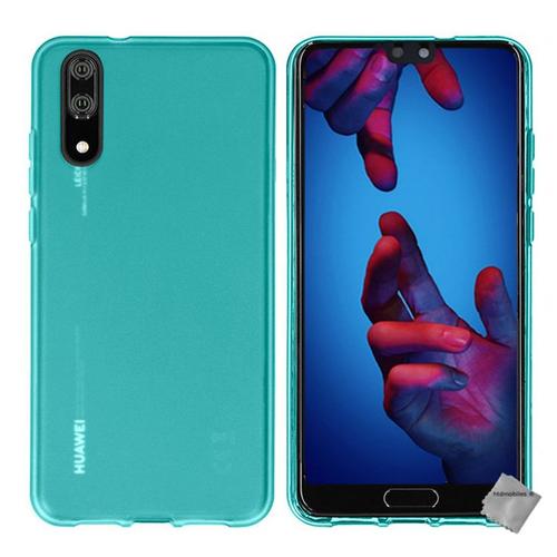 Housse Etui Coque Pochette Silicone Gel Fine Pour Huawei P20 + Film Ecran - Bleu