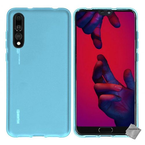 Housse Etui Coque Pochette Silicone Gel Fine Pour Huawei P20 Pro + Verre Trempe - Bleu