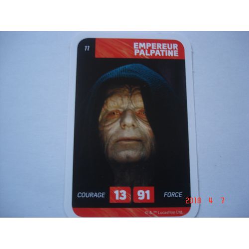 Carte Leclerc Star Wars 2018 Empereur Palpatine Numéro 11