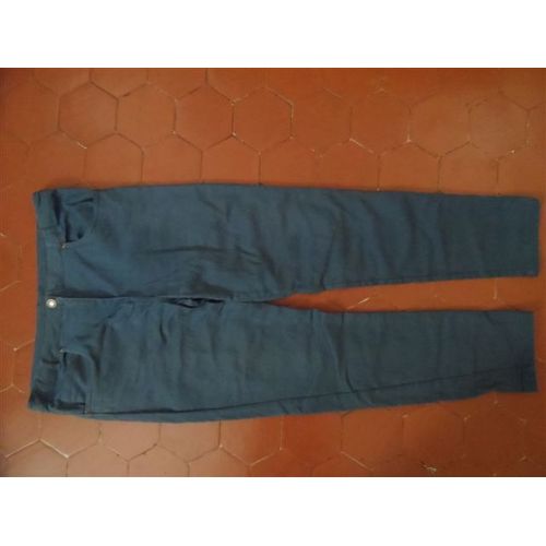 Pantalon 3/4 Peau De Pêche Bleu Pétrole Blanche Porte